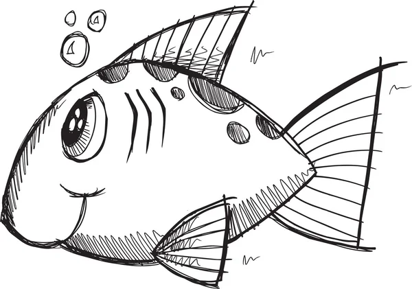 낙서 스케치 물고기 — 스톡 벡터
