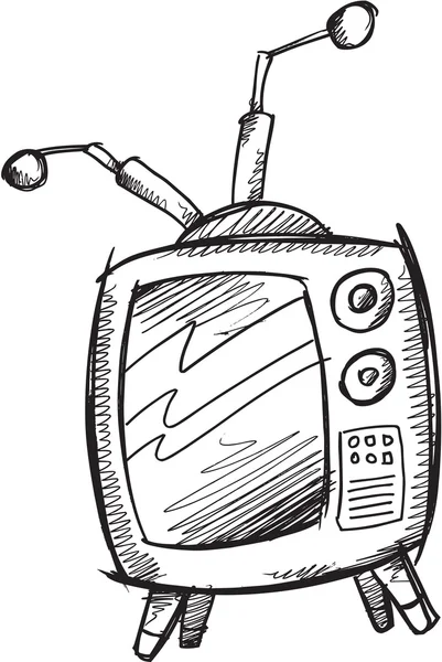 Doodle Esboço Retro Televisão —  Vetores de Stock