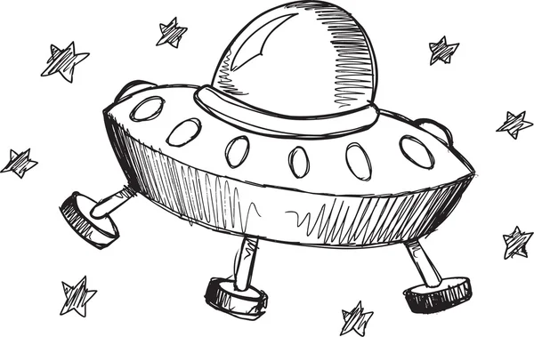 Doodle skica Ufo — Stockový vektor