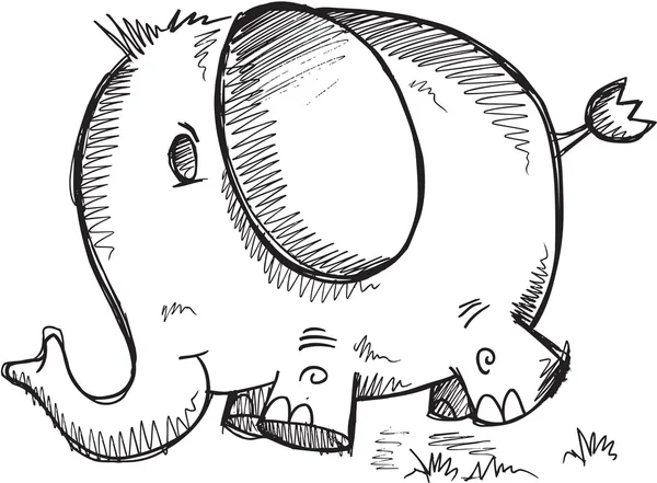 Doodle Sketch Elefante — Vetor de Stock