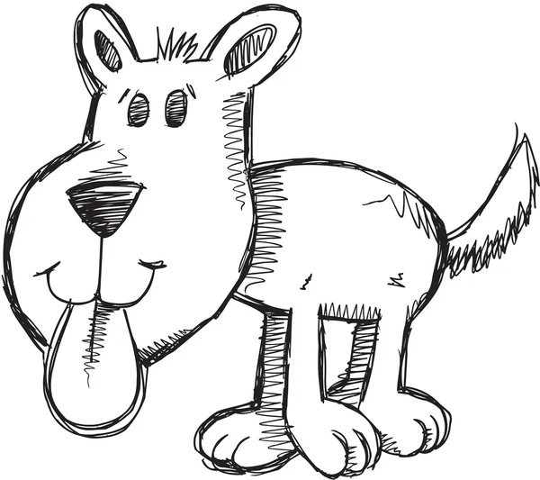 Doodle Sketch cachorro perro — Vector de stock