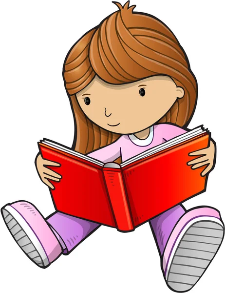 Chica leyendo libro — Vector de stock