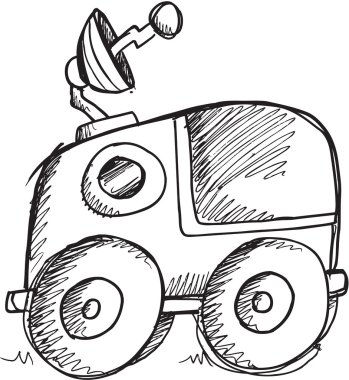 Doodle kroki Moon Buggy vektör çizim sanat