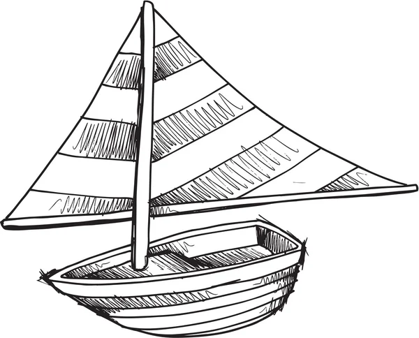 Doodle Sketch Sail Boat Vector Illustration Art — Stock Vector