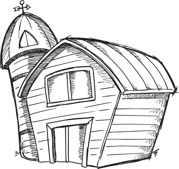 Desenho Doodle Barn Vector Ilustração Arte —  Vetores de Stock
