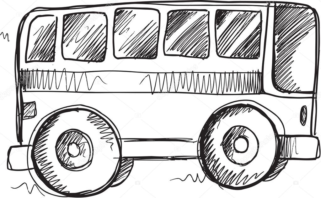 Doodle Sketch School Bus Vector Illustration Art