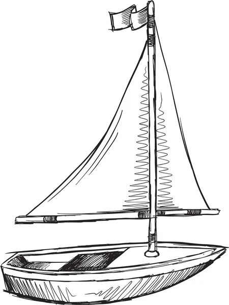 Doodle schets Sail Boat — Stockvector