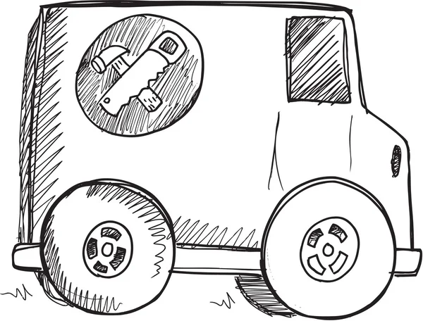 Doodle Sketch Truck Vector Ilustración Arte — Archivo Imágenes Vectoriales