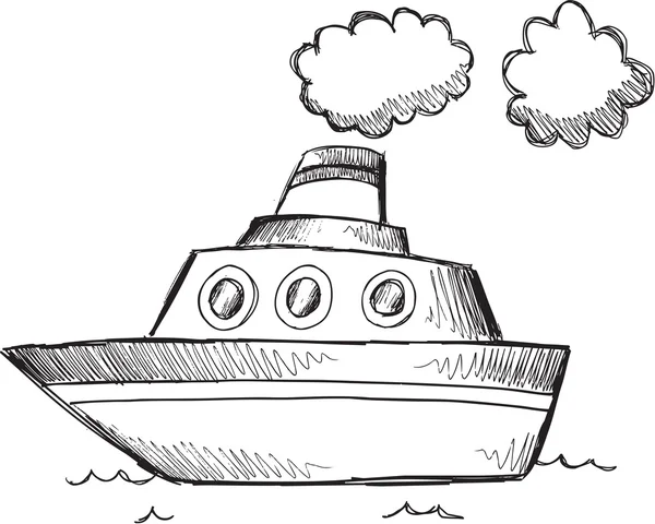 Doodle skica velký člun — Stockový vektor