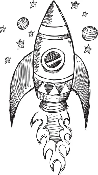 Doodle Croquis Rocket — Image vectorielle