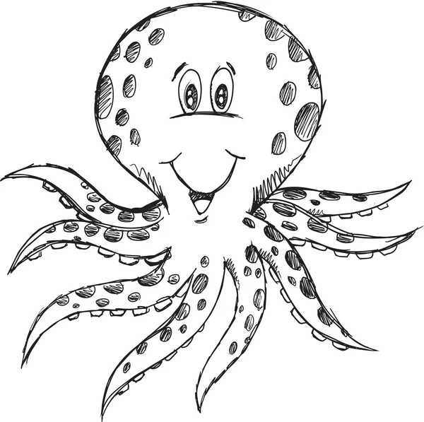 Esboço de doodle Octopus — Vetor de Stock