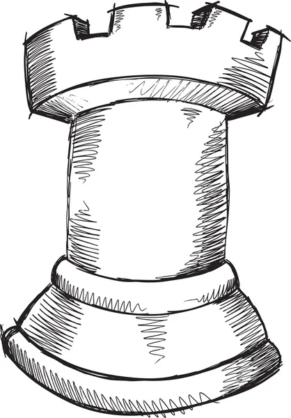 Boceto de Doodle Torre de Ajedrez — Vector de stock
