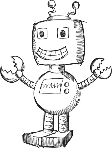 Robot de bosquejo de Doodle — Vector de stock