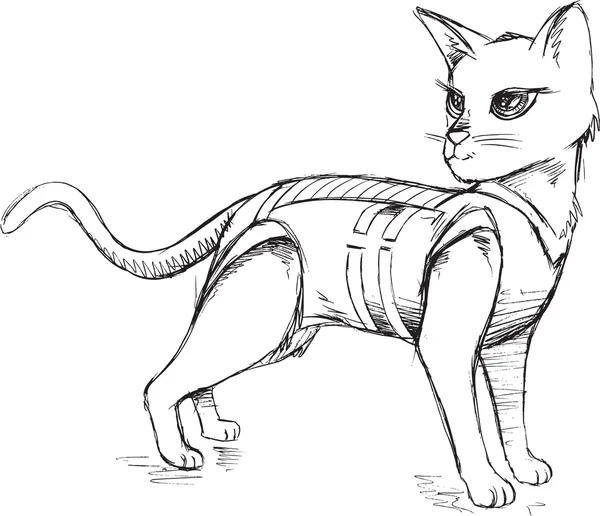 Doodle Sketch Cat เวกเตอร์ภาพวาดศิลปะ — ภาพเวกเตอร์สต็อก