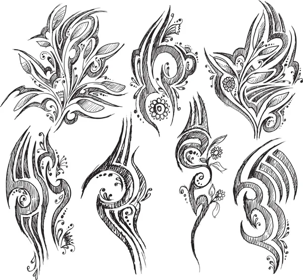 Doodle tatuaje en blanco — Vector de stock