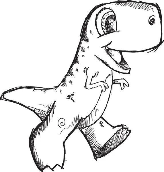 Schets grappige dinosaurus doodle — Stockvector