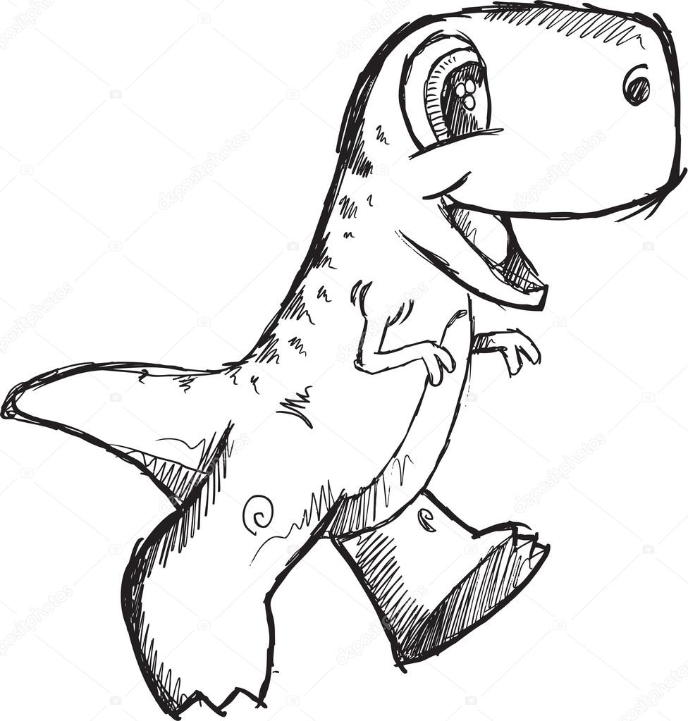 Doodle Sketch funny Dinosaur