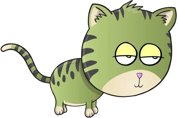 Verde aburrido gato — Vector de stock