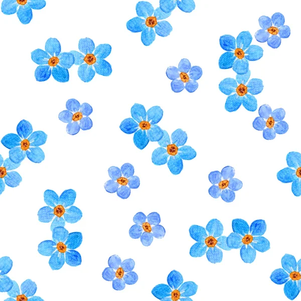 Floral Forget-me-not fleur motif sans couture, illustration aquarelle — Photo