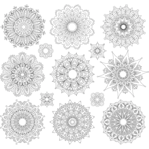 Conjunto de patrones de ornamento redondo — Archivo Imágenes Vectoriales