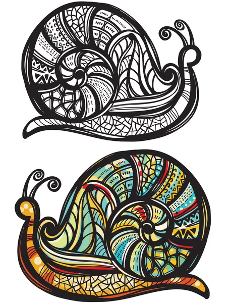 Caracol abstrato com padrão doodle —  Vetores de Stock