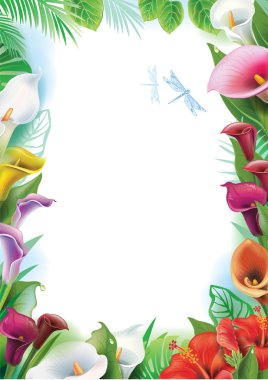 tropikal çiçekli çerçeve
