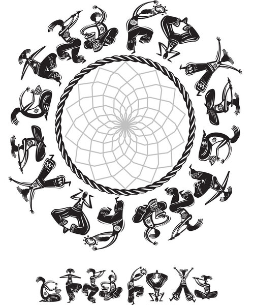 Round pattern with dancing figures 