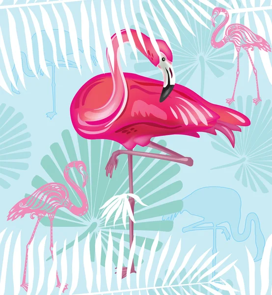 Seamless mönster med flamingo — Stock vektor