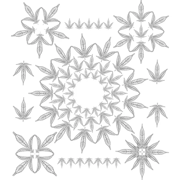 Modèle de contour du cannabis — Image vectorielle