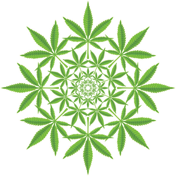 Круглый узор из листьев конопли
