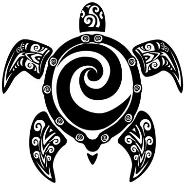 Siyah beyaz dekoratif kaplumbağa