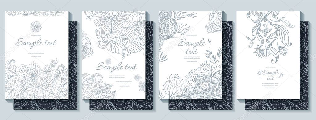 Set of templates for Wedding Invitation or Greeting Card