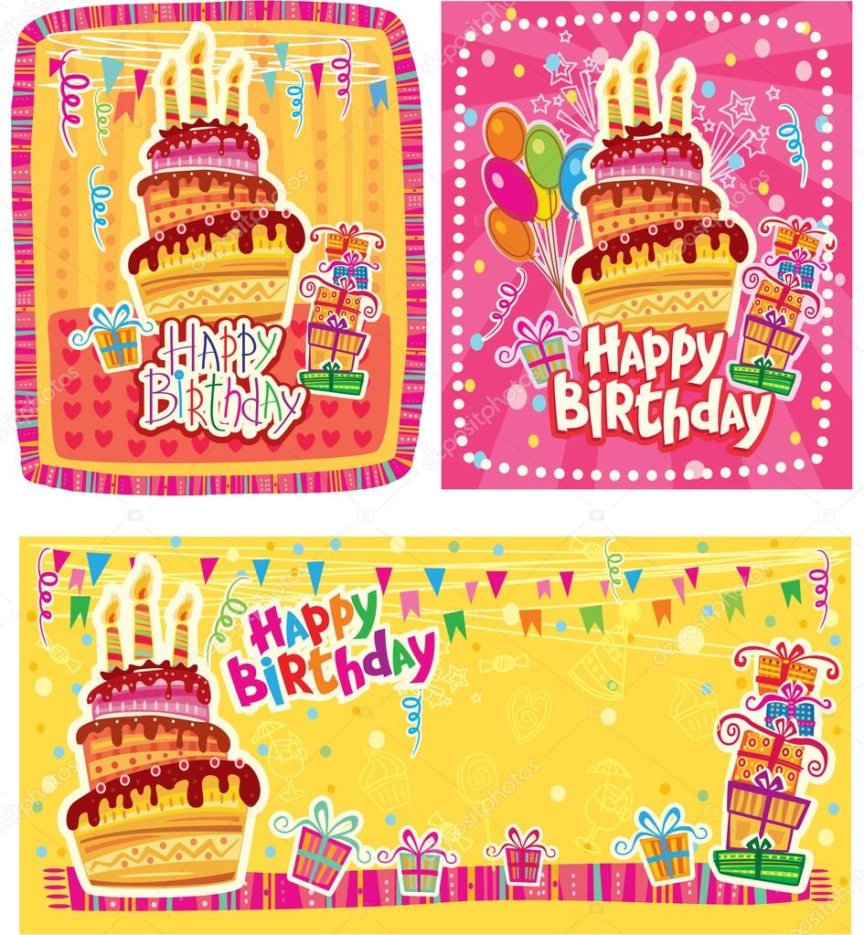 Set of Happy Birthday cards 