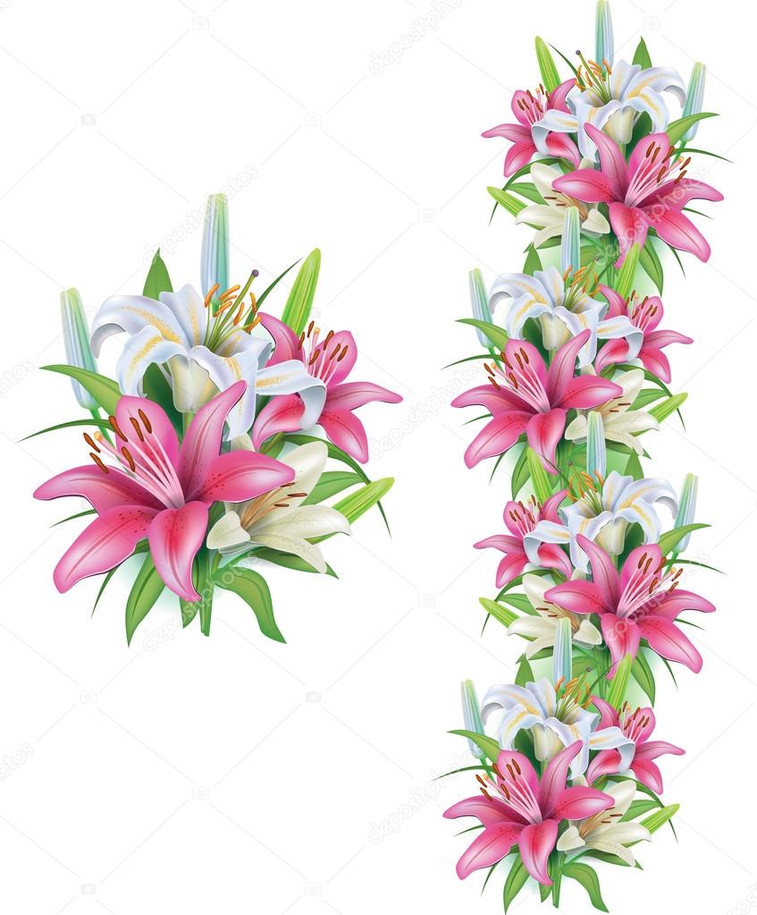 Garlands of lilies flowers