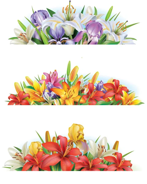 Встановити банери з квітами — стоковий вектор