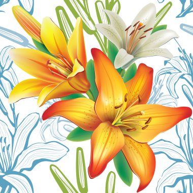 Zambak ile sorunsuz çiçek desenli