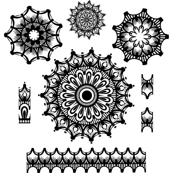 Motif d'ornement rond avec brosse à motif — Image vectorielle