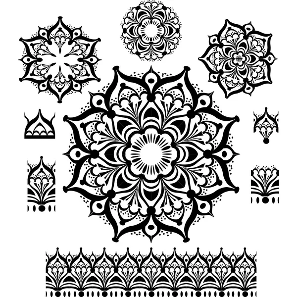 Patrón de ornamento redondo con pincel patrón — Archivo Imágenes Vectoriales
