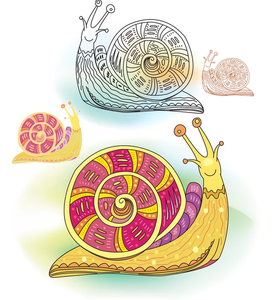 Set di lumache decorative astratte — Vettoriale Stock