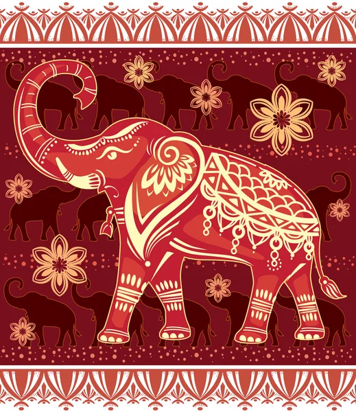 Decorated stylized elephant — Stock Vector