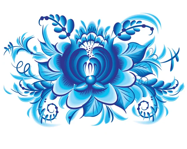 Flor azul en estilo gzhel — Vector de stock