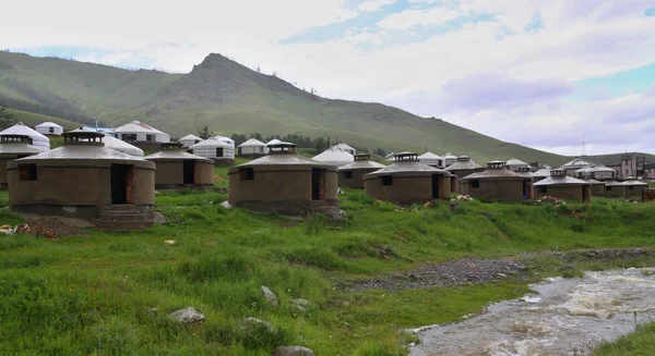 Mongoolse Yurts kamp in de buurt van Ullanbaator Stockafbeelding