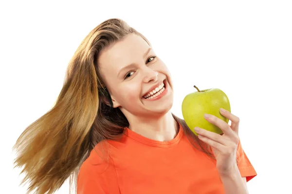Young girl with apple — Stock Photo, Image