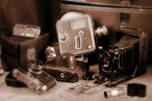 Παλιές φωτογραφικές μηχανές της ρετρό. — Φωτογραφία Αρχείου