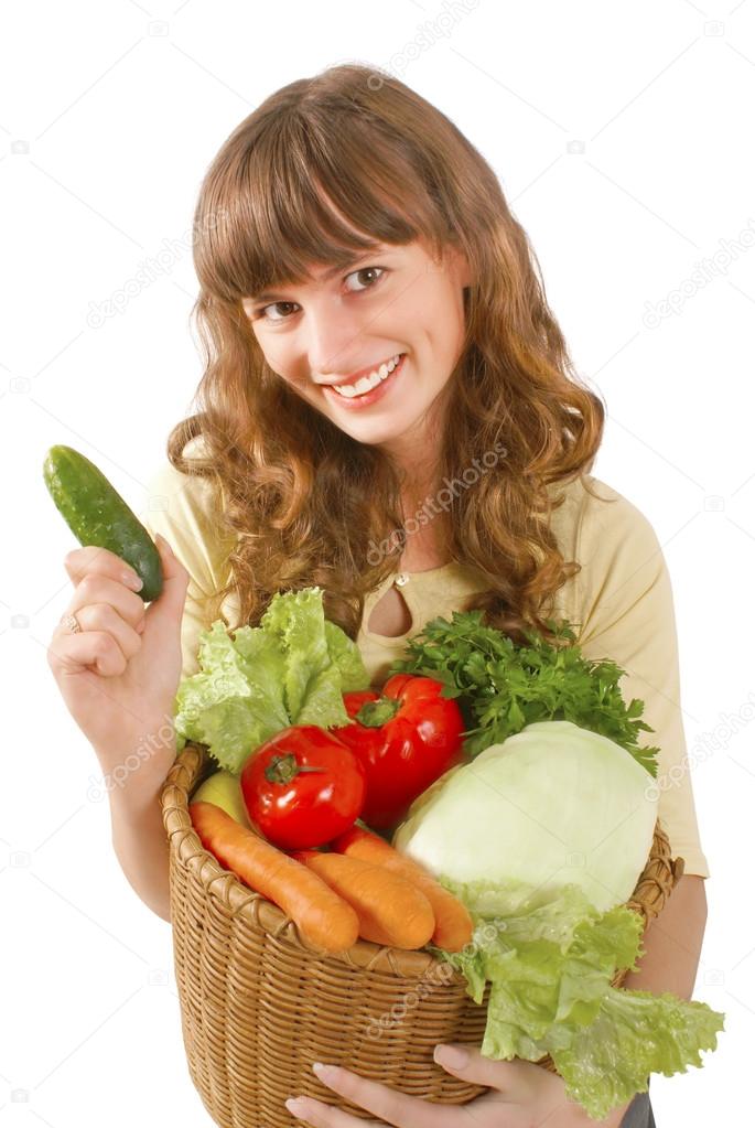 Young voman with vegetables