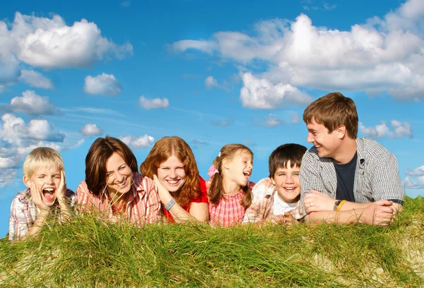 Happy big family outdoors — Stock Photo, Image