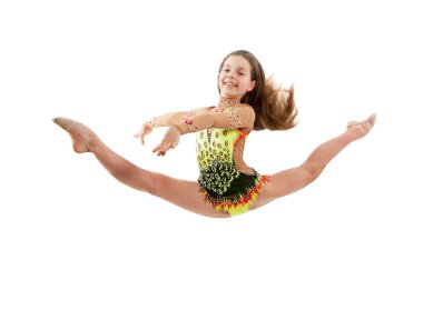 Young girl gymnast jumping clipart