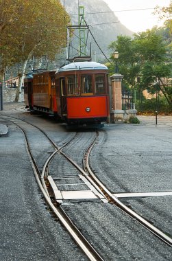 Soller, Mallorca, İspanya 'da klasik tren.