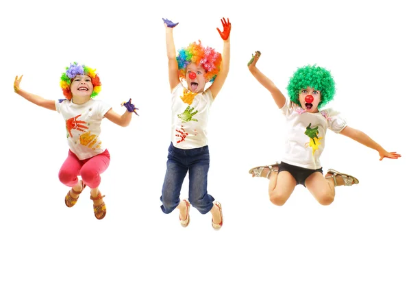 Happy children jumping — Stock Photo, Image