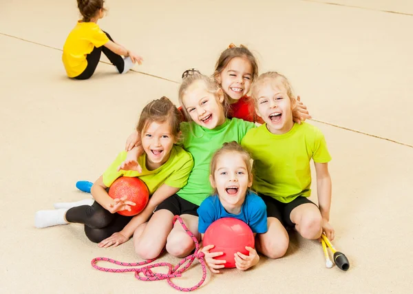 Happy children in gym — Stock Photo, Image